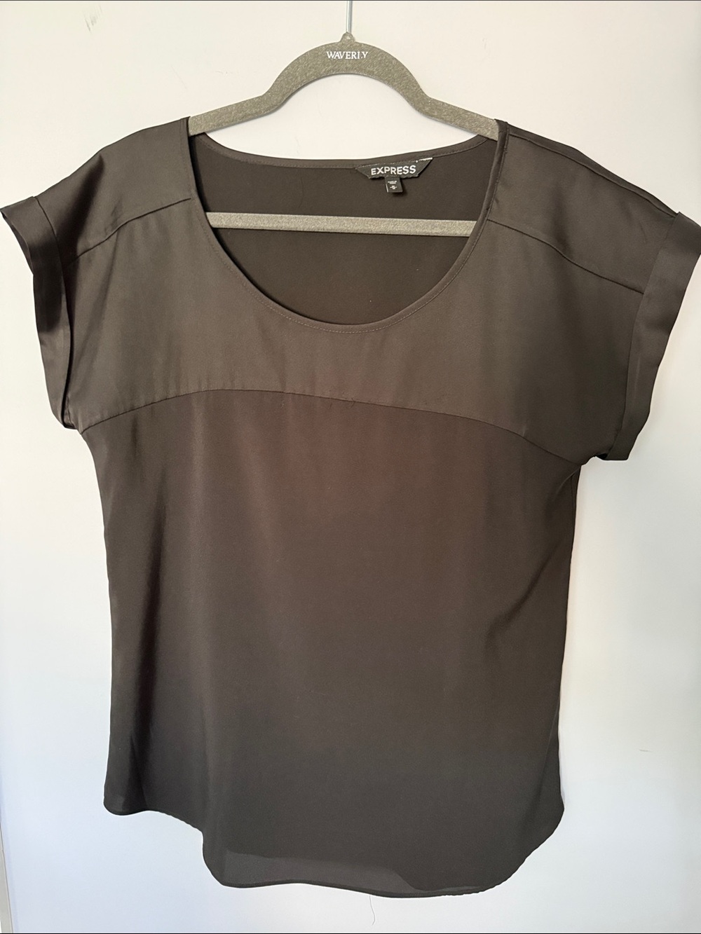Express Black Scoop Neck Cap Sleeve Blouse